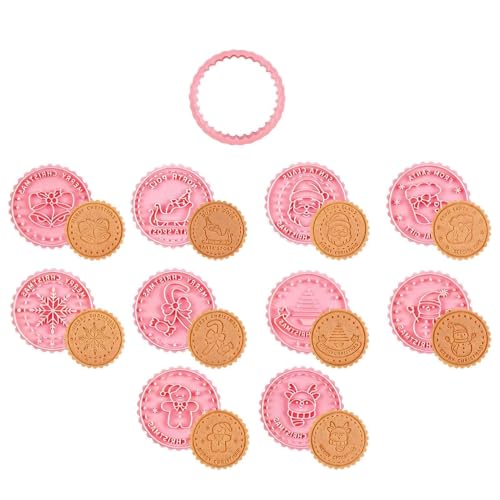 Christmas Cookie Molds 10 Piece Embossing Cutters For Baking And Pie Crust | 10 Piece Christmas Cookie Mold Set With 3D Embossin