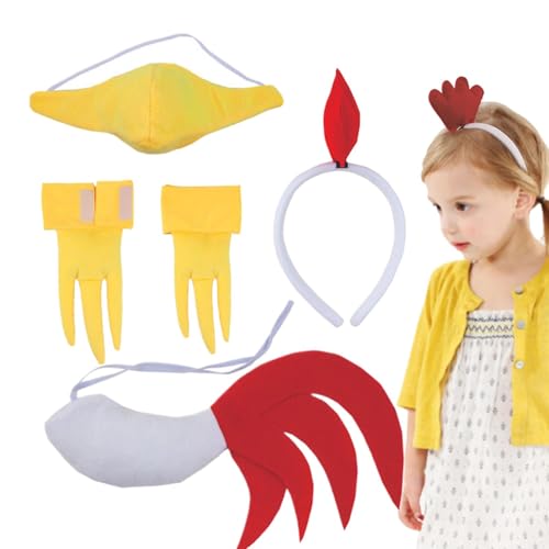 Conjunto de trajes de pollito animal, accesorio de rendimiento de traje de pollito - Traje de animal de pollito Traje de Pascua para | Conjunto de disfraces de oreja, diadema, accesorios