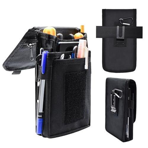 KATOLK Belt Tool Pouch, Tactical Utility Organizer with Cell Phone Holder, Durable Heavy-Duty 1000D Nylon EDC Multitool Holster with Multi-Pockets for Electricians, Handymen, Work, Hiking, Daily Use
