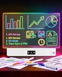 Hoofun LED Notiztafel, 16 Zoll wiederaufladbares Acryl Memo Board mit 8 Farbmodi, beleuchtete Schreibtafel mit 7 Markern, USB-C Ladung, dekoratives LED Message Board für Büro, Küche, Café