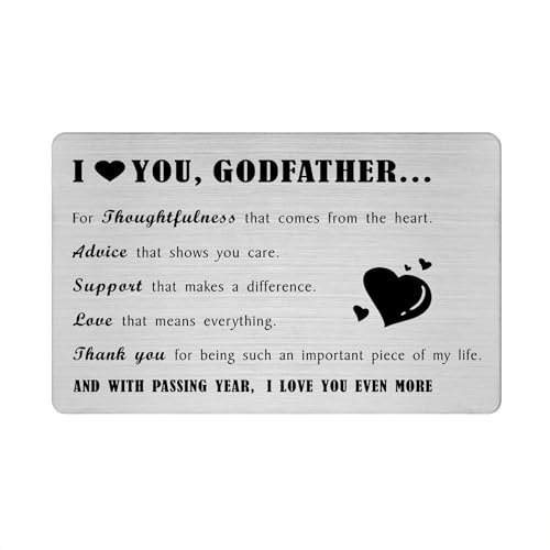 Richesele Godfather Fathers Day Card from Godchild - Laser EngravedI Love You Godfather Gifts - Grateful Gifts for God Dad (Credit Card Size)