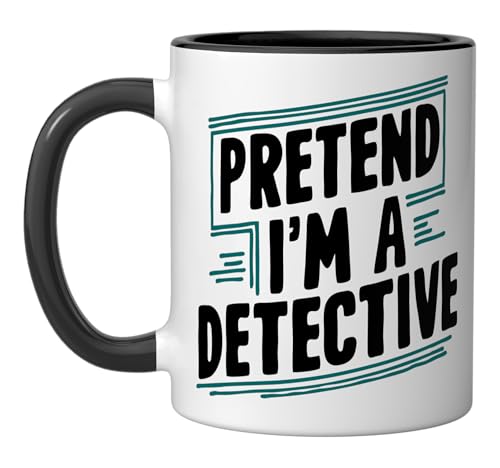 Taza de Cerámica Pretend I'm A Detective Negro/Blanco miniatura 1