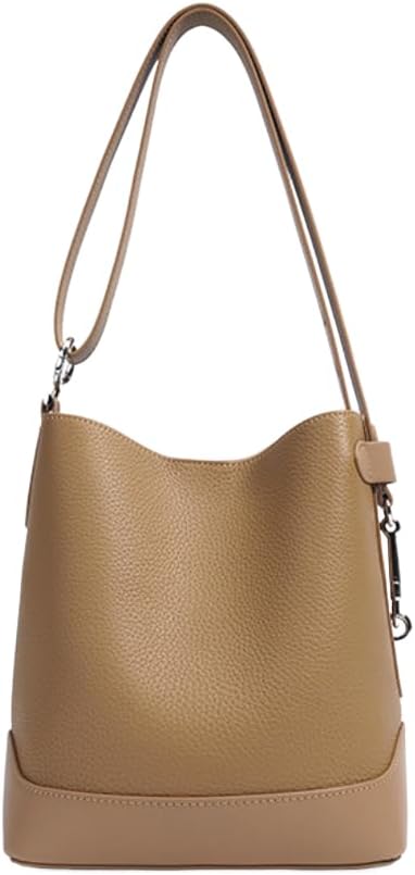 Genuine Leather Crossbody Bags for Women, Trendy Leather Purses Shoulder Bucket bags for women with Adjustable Strap