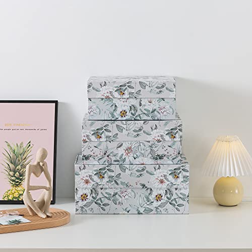 Soul & Lane Decorative Magnetic Storage Boxes, Charming Flowers - Set Of 3: Floral Memory Keepsake Boxes With Lids, Cardboard Photo Storage For Organizing And Home Décor, Large Pretty Gift Boxes #TOP2