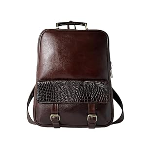 15.6" Luxury Burgundy Leather Laptop Backpack for Men & Women. Leather Bag for Professional Use in Office & Business