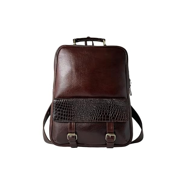 15.6" Luxury Burgundy Leather Laptop Backpack for Men & Women. Leather Bag for Professional Use in Office & Business