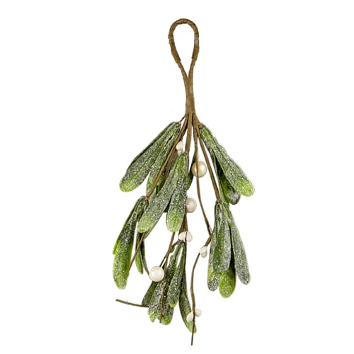 Artificial Frosted Mistletoe Sprigs Bunches Stems with Berries 21cm long. Christmas mistletoe pick ideal for wreaths & garlands, Christmas tree, home or office decor.6787