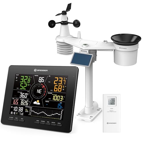 Bresser Stazione meteo radio WLAN 4CAST MD: previsioni meteo dettagliate 7 giorni 24 ore, connessione Wi-Fi, sensore esterno solare 7 in 1, monitoraggio del clima interno, espandibile con sensori