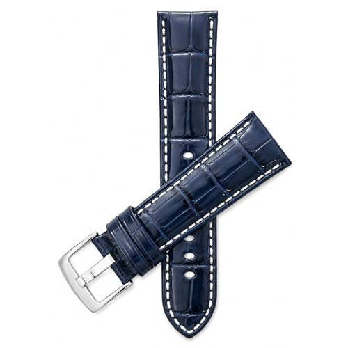 Image of Mens Leather Watch Band, Extra Long & Regular, Alligator Pattern, 18mm-38mm