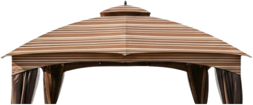 Garden Winds Durable 350 Replacement Canopy Top Compatible with Allen Roth 10 x 12 Gazebo Models GF-12S004B, TPGAZ17-002 - Stripe Canyon