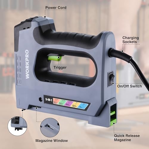 WORKPRO 5 in 1 Staple Gun,110V Corded Brad Nailer with 2000 Staples and Nails, Electric Staple Gun for DIY Project of Woodworking thumbnail 3