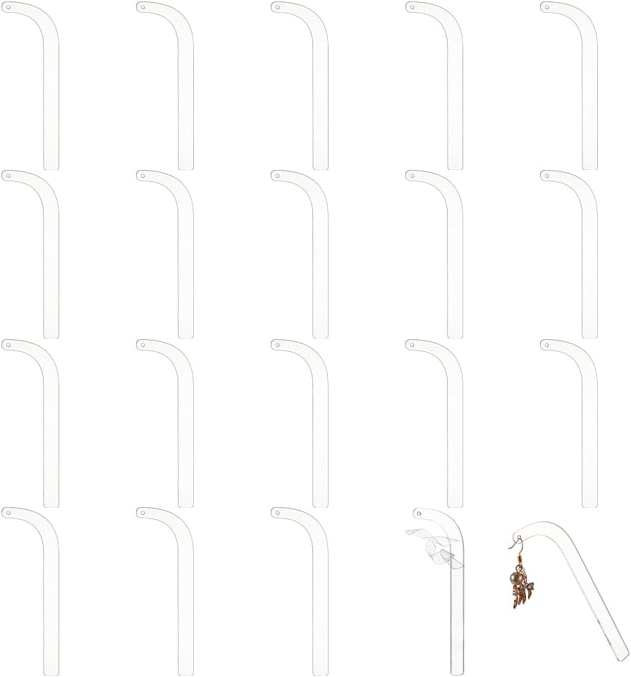 FINGERINSPIRE 20PCS Acrylic Earrings Try-on Stick Clear Try-Free Strip