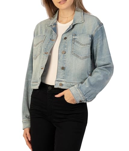 KUT from the Kloth Women's Lara Crop Jacket W/Drop Shoulder-patch Front Pocket