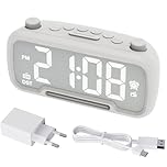 ROCAM Rádio relógio despertador digital com FM, despertador para quartos com luz noturna, Bluetooth 5.0, 5 níveis de brilho ajustáveis, USB/tipo C/DST/Snooze/bateria de suporte