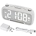 ROCAM Radio Reloj Despertador Digital con FM, Despertador para Dormitorios con luz Nocturna, Bluetooth 5.0, 5 Niveles de Brillo Ajustables, USB/Tipo C/DST/Snooze/batería de Respaldo