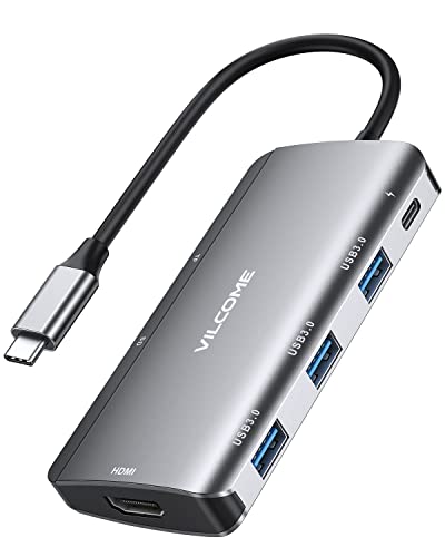 Usb C Hub, Vilcome 7-In-1 Usb C To 4K Hdmi Multiport Adapter, With Sd/Tf Card Reader, 3 Usb 3.0 Ports, And 100W Power Delivery, For Macbook Pro Air, Pixelbook, Xps, And More #TOP10