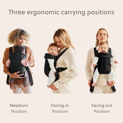 Image of BabyBjorn Baby Carrier Mini, Black, Woven | Newborn Carrier (7-15 lbs), Ergonomic, Easy-to-Use