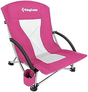 KingCamp Low Sling Beach Camping Folding Chair with Mesh Back (Rose Red)