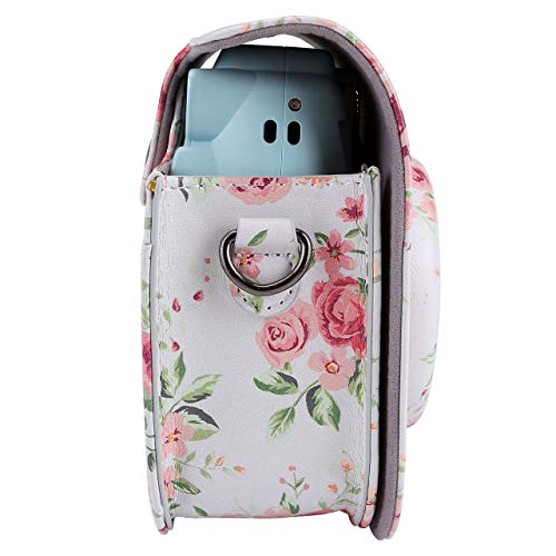 Yoption Instant Camera Case Compatible With Instax Mini 11, 9, 8, 8+, Vintage Pu Leather Camera Compact Case Bag With Pocket And Adjustable Shoulder Strap (White Floral) #TOP5