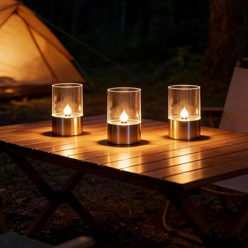 Velas LED solares reutilizables para mesas de camping y cenas de boda 3