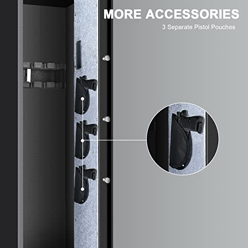 Winzone Gun Safes For Home Rifle And Pistols, 5-6 Gun Biometric Gun Safes Quick Access Fingerprint Fireproof Gun Cabinets With Led Light & 3 Separate Handgun Pouch #TOP3