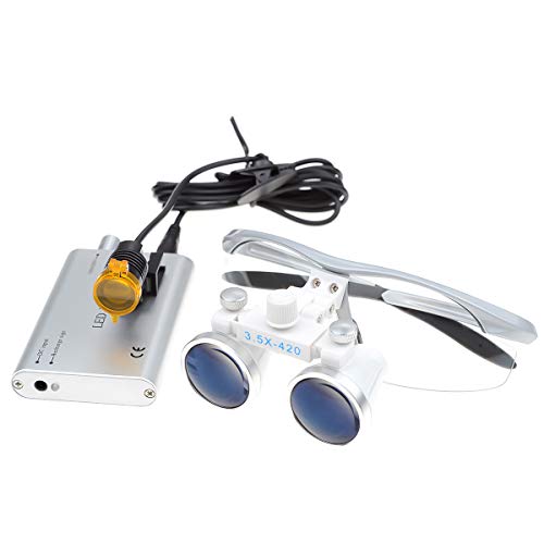 Dental Power Surgical Binocular Loupes Optical Glass Loupe 3.5X420Mm With Led Head Light Lamp #TOP4