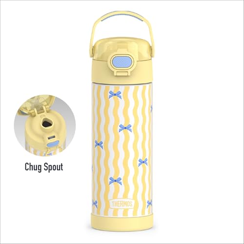 Image of THERMOS FUNTAINER 16 Ounce Stainless Steel Vacuum Insulated Bottle with Wide Spout Lid, Wavy Bows