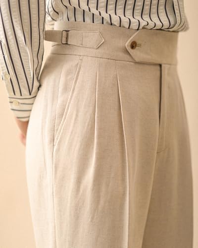 Vintage Men's Cotton Casual Pants Relaxed Fit Trousers Twill Dress Pants2