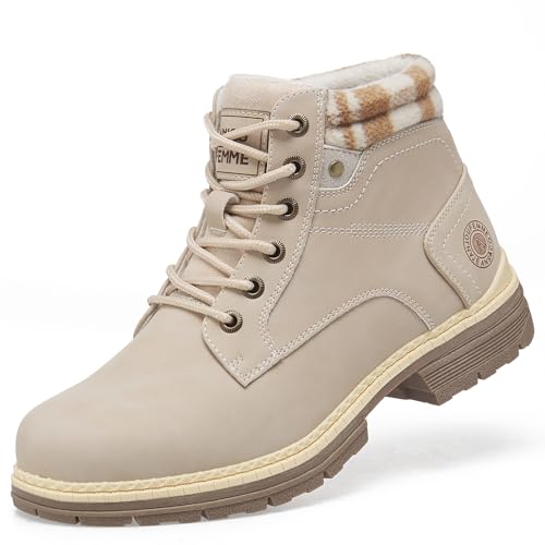 ANJOUFEMME Womens Hiking Snow Winter Boots - Outdoor Waterproof Lightweight Ankle Boots for Women Work Backpacking Boots FNW110-FNW08-GREY-9