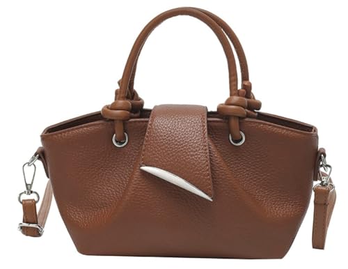 PU Leather Street Tote Bag Knot Handle Adjustable Strap Zipper Compartment Large Capacity Crossbody