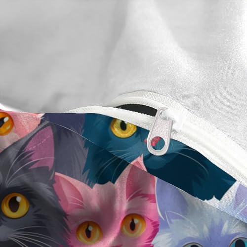 Housse de couette chat 200x200 parure lit microfibre sans repassage - 5