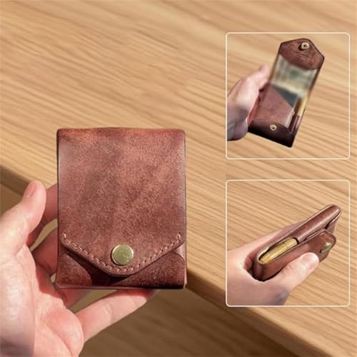 Vintage Handmade Leather Wallet, Multifunctional Handmade Leather Wallet for Men Built-In Pen Slot, Slim Minimalist Men's Wallets (2PCS,One size)3