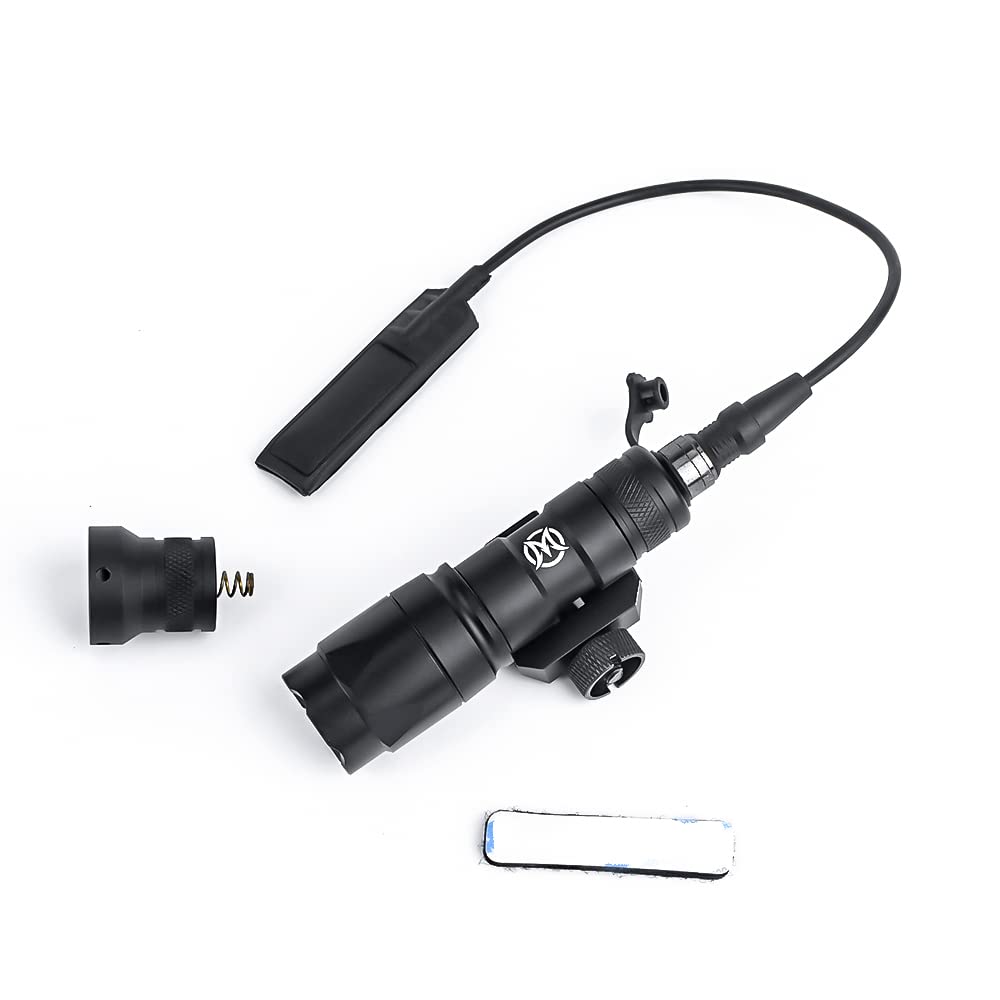 M300A Lampe de poche tactique Scout Light 600 Lumens, lampe de poche M300 avec pressostat, torche tactique avec rail Picatinny 20 mm pour le camping, la randonnée (Noir)