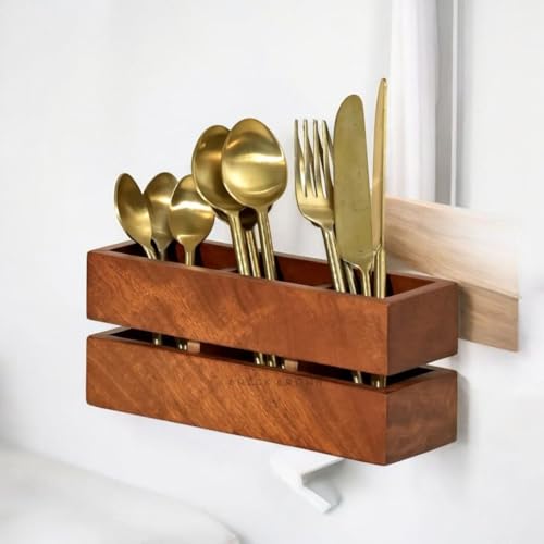 Image of MISAN Cranny Cutlery Caddy Holder - Stylish & Durable Utensil Organizer for Kitchen, Dining Table, and Office Use with Multi-Section Storage Compartments