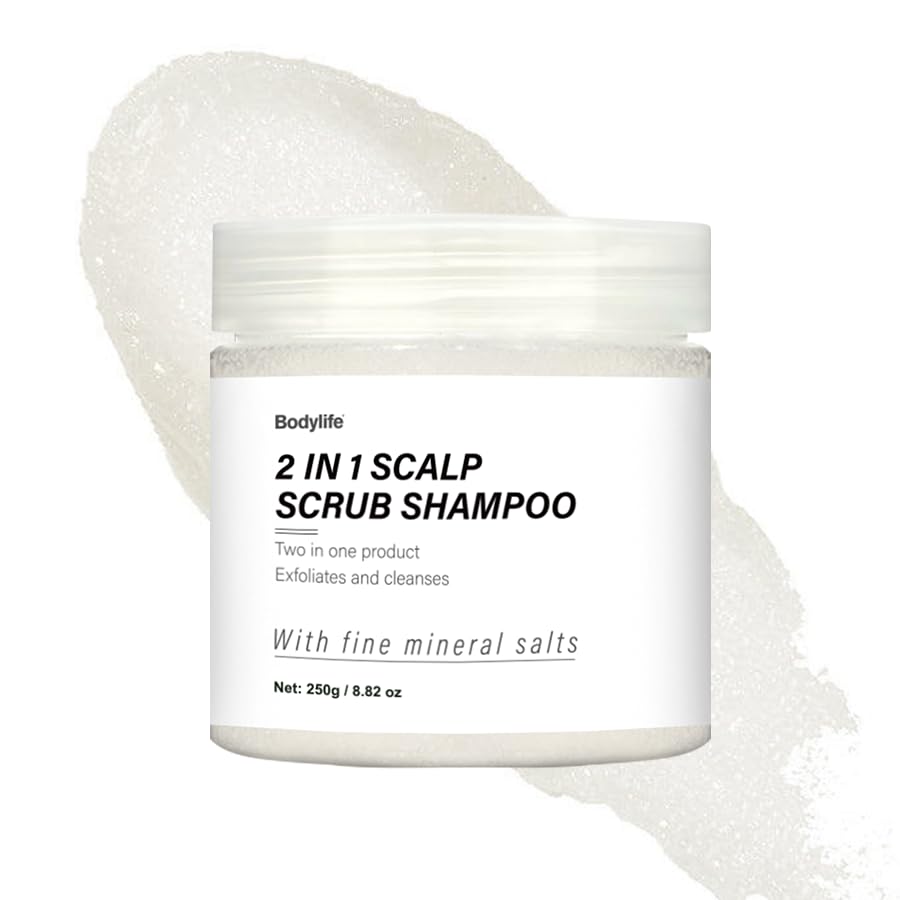 2 in 1 Scalp Scrub Shampoo with Fine Mineral Salts, Almond Blossom and Violet Fragrance, 8.82 oz