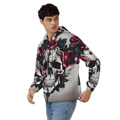 Sweat à capuche homme imprimé crâne pull décontracté doux manches longues