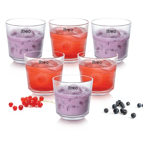 Image of Treo by Milton Aurora Juice Tumbler I Premium Glass Set of 6, 250 ml Each for Water, Cold Drink I Perfect for Home, Restaurants and Parties
