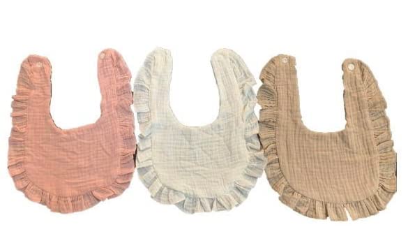Baby Girl Muslin Ruffle Drooling/Teething Bib 3-Pack