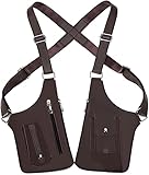 gresonic sacoche holster homme en cuir unisexe pour sous les aisselles, sac à bandoulière réglable avec attraction magnétique faible et design anti-vol discret (Marron)