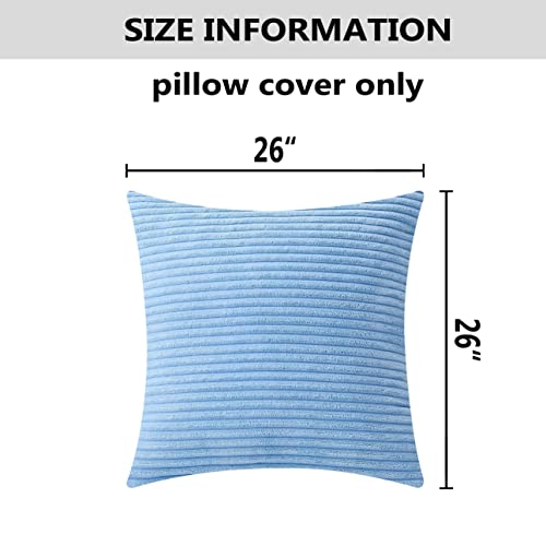 Home Brilliant Large Throw Pillows For Couch Patio Supersoft Square Textured Throw Pillow Cover Euro Sham Decorative For Bed, 26 X 26 Inches, Baby Boy Blue #TOP4