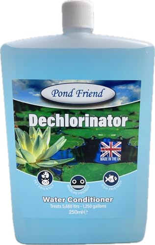 Pond Friend Dechlorinator & Tap Water Conditioner Treatment Makes Fish Safe Instantly By Removing Chlorine Chloramines & Heavy Metals From Fresh Water 250ml Treats 5680 Litre