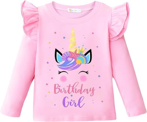 Tkria Birthday Girl Shirt Toddler Baby Girls Bday Long Sleeve T-S...
