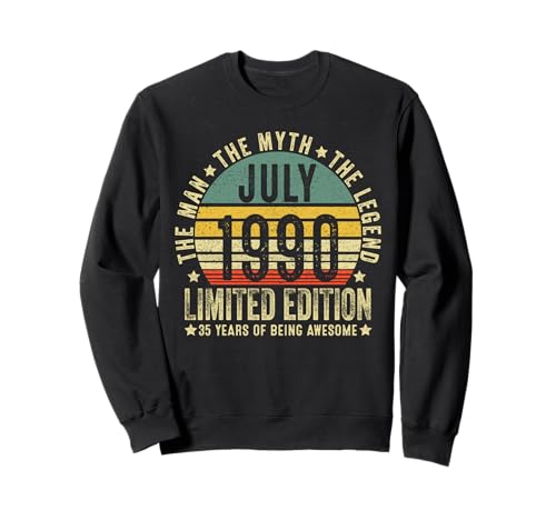 35th Birthday Gifts Vintage July 1990 35 Years Old For Men Sudadera