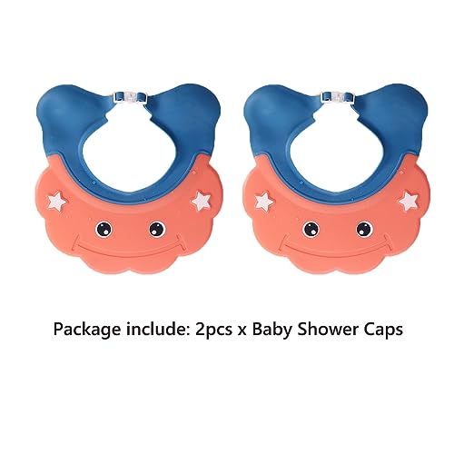 Image of 2 Pieces Baby Shower Cap Shield Toddler Bathing Hat Adjustable Shower Visor Cap Infants Bath Ears Head Protection Safe Shampoo Shower Cap Guard Soft Washing Hair Shield Hat for Kids Boys Girls 6M-6Y
