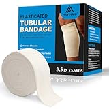 Latex-Free Elasticated Tubular Support Bandage with Stockinette Fabric, Breathable Tubular Compression Sleeve for Joint & Tissue Support on Arms, Knees, Legs (3.5' x 5.5 Yards) Size E