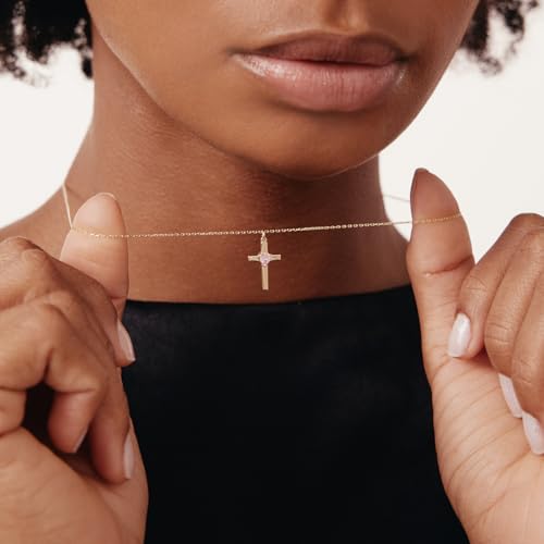 Gelin Real 10K Solid Gold Heart Cross Necklace for Women, 18 inch3