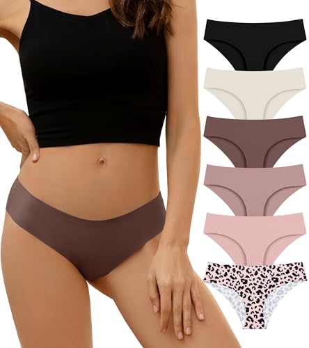 DEANGELMON Seamless Underwear for Women No Show Bikini Panties Comfortable Stretch Invisible Ladies Hipster Briefs 6 Pack X-Large