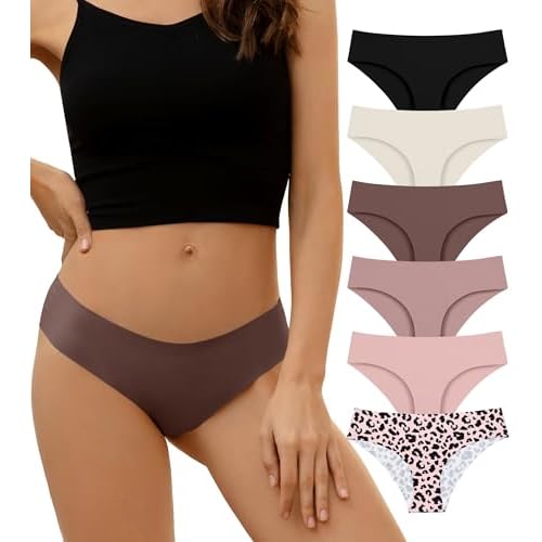 DEANGELMON Seamless Underwear for Women No Show Bikini Panties Comfortable Stretch Invisible Ladies Hipster Briefs Large Pink Candy-6 Pack