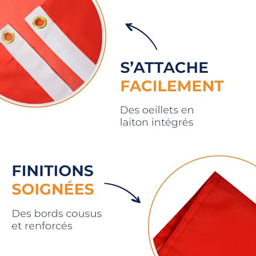 Grand drapeau rouge de qualité supérieure 250x150 cm avec oeillets robustes - 5
