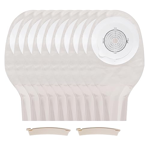 10 PCS Colostomy Bags,Ostomy Supplies,One Piece Drainable Ostomy Pouch with Closure for Ileostomy Stoma Care, One Piece Ostomy Bag,Cut-to-Fit,650ml, (Include 2 x Clamps)